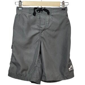 Surf Style Boys Gray Board Shorts Swim Trunks Size 10 Cargo Pocket‎ Mesh Lined
